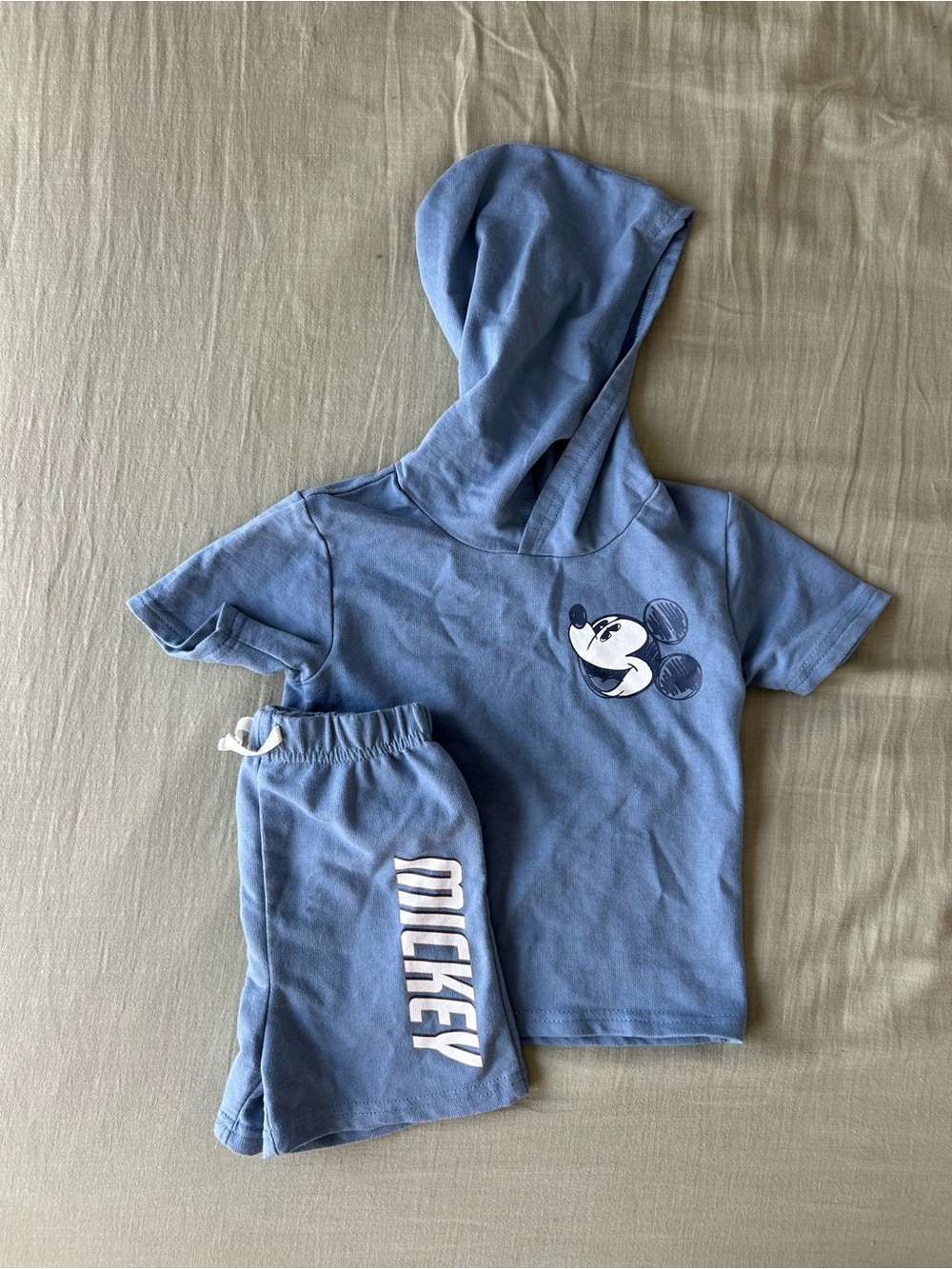 4T Disney Mickey Mouse blue hooded short sleeve Shirt and Shorts